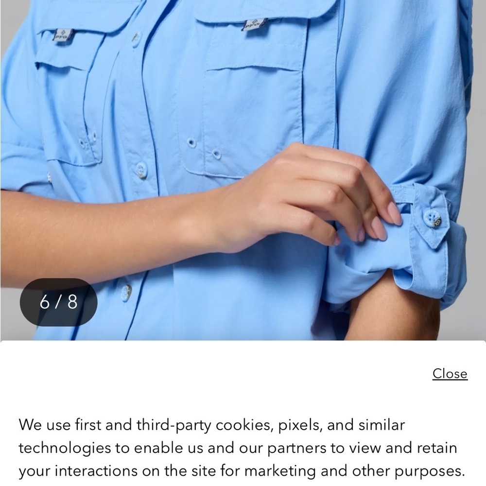 Columbia Sky Blue Outdoor Shirt PFG - Picture 5 of 7